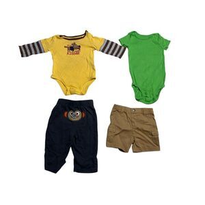 Carter’s Cherokee Baby Boy Outfit Bundle 9M Lot of 4 Pants Shorts Set Monkey